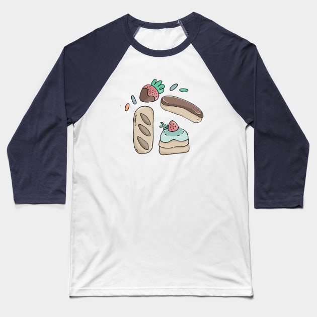 Kawaii Sweet Treats 2 Baseball T-Shirt by BellaSophiaCreative